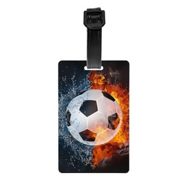 Kids Soccer Backpack Tag for Suitcases Sports Luggage Tags for Boys, Cute Small ID Identifier Labels with Adjustable Strap for Teens Adults Women Men Travel Bag, 1 Pc