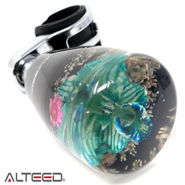 Underwater Flower Steering Wheel Spinner Car Steering Spinner Knob Real Orchid Fresh Flower Artwork Blue Thin Grip Autoland AUTOLAND