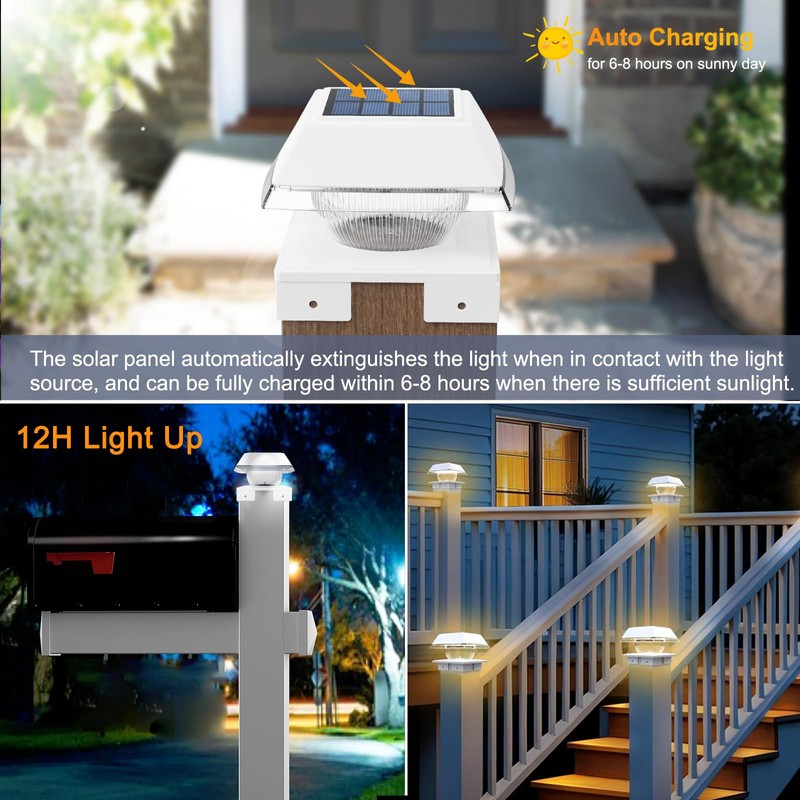 Solar Post Cap Lights 2 Pack, Deck Lights Solar Powered