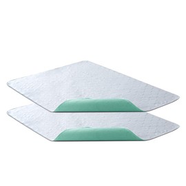 Bedecor Pack of 2 Washable Bed Protector, Reusable Incontinence Bed Pads, Absorbent Waterproof Sheet 70x90cm, Green