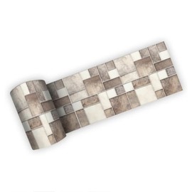 neukids Peel and Stick Brown Mosaics Wall Border, DIY Skirting Border, Wall Borders Living Room Bedroom Bathroom Kitchen Decoration Wallpaper Border