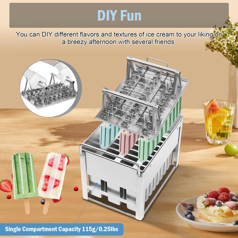 LIAPDG 30 Pcs Stainless Steel Ice Cream Stick Mold, Homemade