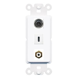 RiteAV 1 Port 3.5mm RCA-White USBC Coupler Jack Insert Rocker Module Female-Female for Decorative Wall Cover Face Plate [White]