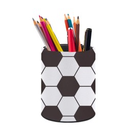XUWU Soccer Ball Pen Holder Pencil Organizer Cute Pencil Cup Desk Decor Makeup Brush Holder Dice Cup PU Multifunctional Office Suppliesfor Home Classroom School