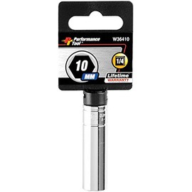 Performance Tool W36410 1/4 Drive 10mm 6Point Deep Wall Socket, 1 Pack