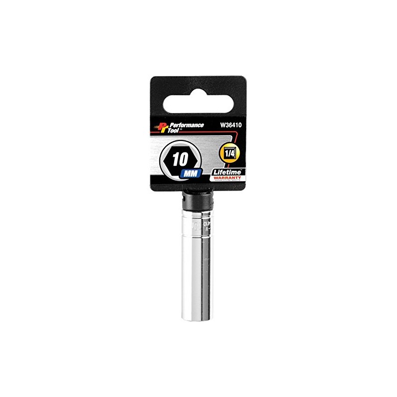 Performance Tool W36410 1/4 Drive 10mm 6Point Deep Wall Socket,
