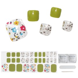 ACROIN Semi Cured Gel Toenail Strips, Toenail Wraps, 32 Stickers, Need Nail Lamp, Salon-Quality, Long Lasting, Easy to Apply & Remove, includes Cleaning Pad, Nail File, Wooden Stick - Garden