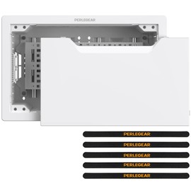 Perlegear 9″ in-Wall Media Box, Electrical Box, Recessed Outlet Box and Media Enclosure for One Connect Box & Network Switches, Cable Management Kit with Cutting Template, Dust Bag & Drywall Saw