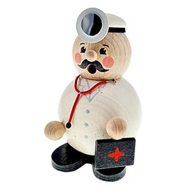 Hess Holzspielzeug 40045 Original Ball Smoker from the Ore Mountains in the Design of a Doctor, Handmade Wooden Incense Smoker Suitable for Incense Cones