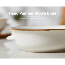 ONEMORE Soup Bowls with Handles, Set of 4, 20oz - Microwave & Dishwasher Safe Ceramic Round Serving Bowls for Beef Stew, Lentil Stew, Caesar Salad & Ice-cream - Cream White