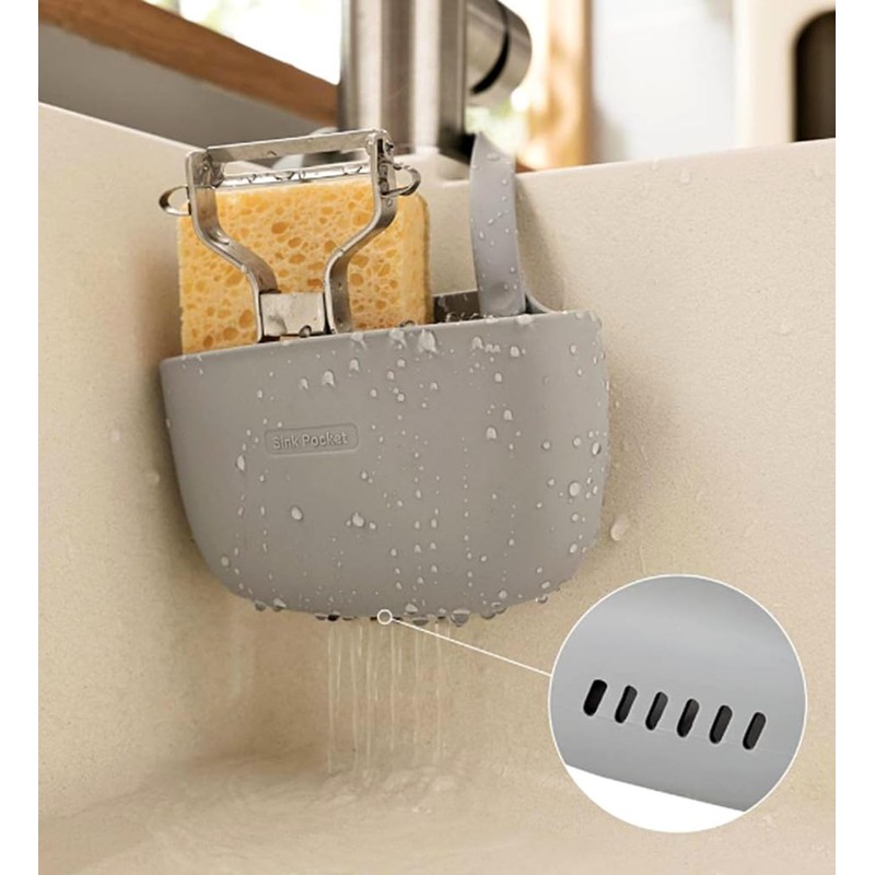 Kinteshun Kitchen Sink Caddy Sponge Holder Hang Basket for Scrubber