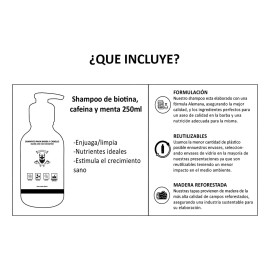 Shampoo Barba Y Cabello Crecimiento Biotina Cafeina Y Menta