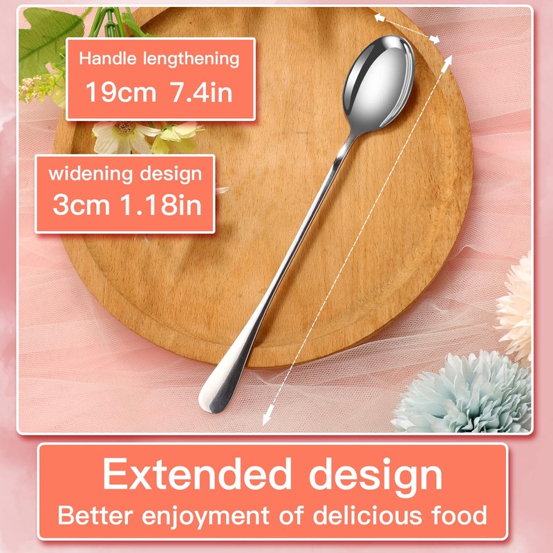 SDMAX 4 Pcs Long Handle Latte Spoon 19 cm Long