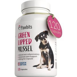 Pawbits 120 Green Lipped Mussel For Dogs 500mg Hip & Joint Support Powder Capsules (Not Tablets) for Dogs - Containing Premium New Zealand Mussel Natural Dog Joint Supplements – UK MADE