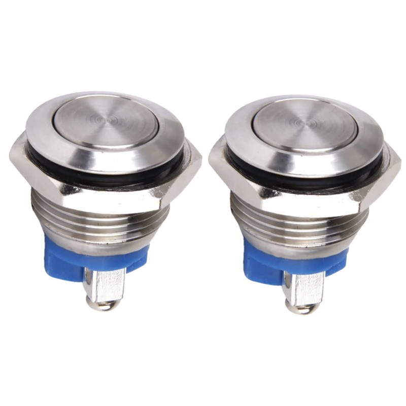 Healeved Stainless Steel Momentary Push Button 16mm Metal Self Reset