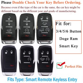 SANRILY 3/4/5/6 Button for Dodge Ram Key Fob Cover Compatible with 2019 2020 2021 Ram 1500 3500 2500 Keyless Soft TPU Full Protection Key Case Purple Black