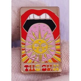 The Sun Tarot Card Fortune Tongue Mouth Rays 1.2" Enamel Pin Badge