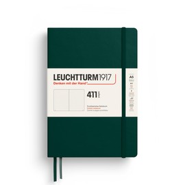 LEUCHTTURM1917 372928 Notebook 411 Medium (A5), Hardcover, 411 Numbered Pages, Forest Green, Dotted, More Thoughts, More Ideas, More Memories, More Pages