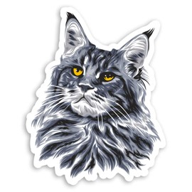 Vinyl-Aufkleber #29062, Motiv: Maine Coon graue Katze, 10 cm, 2 Stück