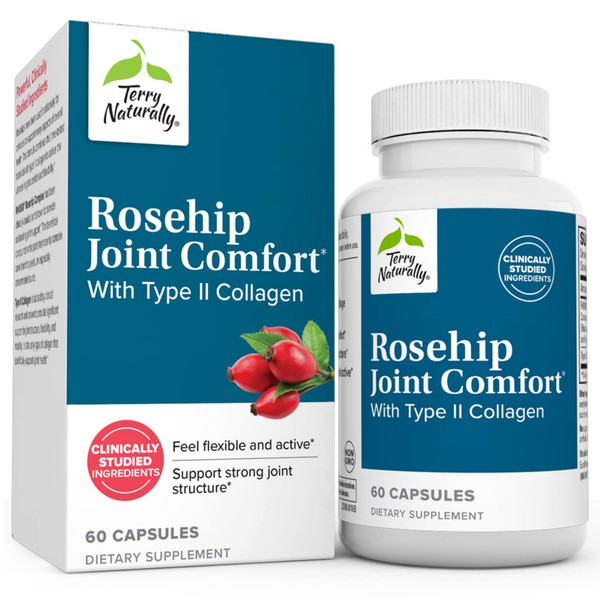 Terry Naturally Rosehip Joint Comfort with Type II Collagen - 60 Capsules - Non-GMO - 60 Servings