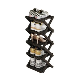 Shoe Rack - Foldable Vertical Shoe Rack for Entryway,Durable and Easy to Assemble,Applicable to Home Entrance, Closet and Bedroom (Black-5 layer)