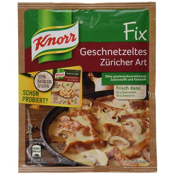 Knorr Fix Geschnetzeltes Züricher Art Zurich Style 2 Servings |