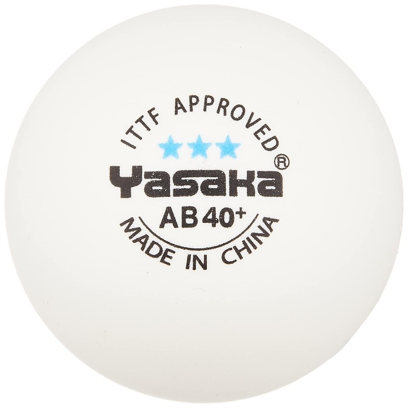 Yasaka AB40+ Table Tennis Balls, Plastic 3 Star Balls, White,