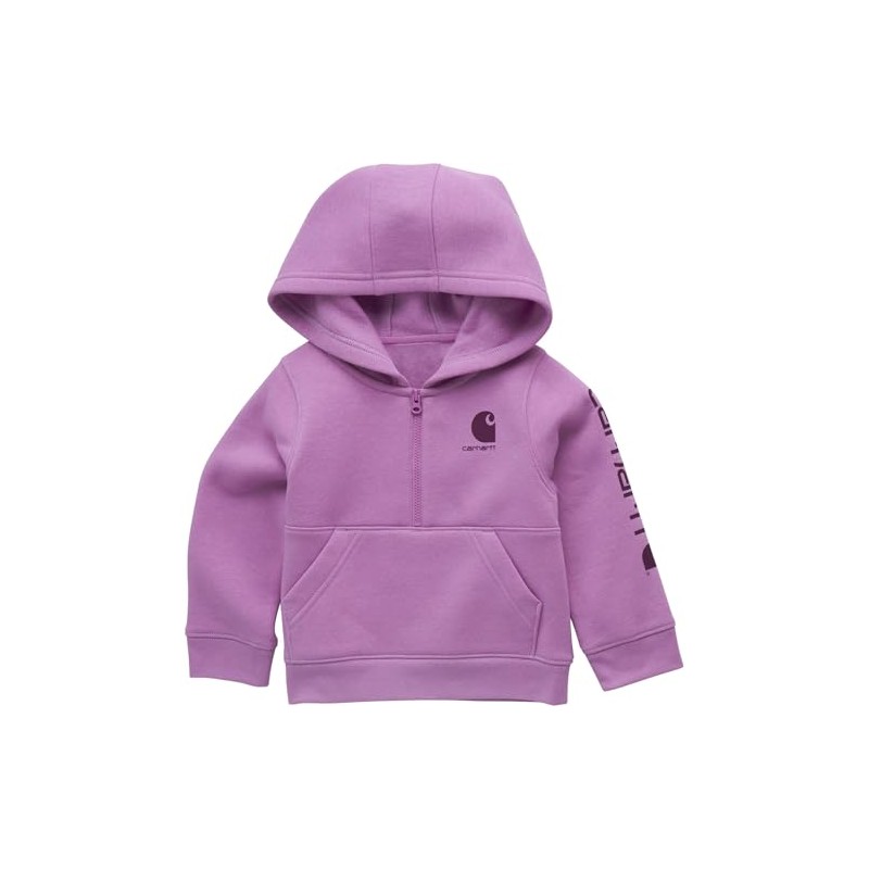Carhartt Baby & Toddler Girls' Half-Zip Hooded Sweatshirt, Crocus, 12