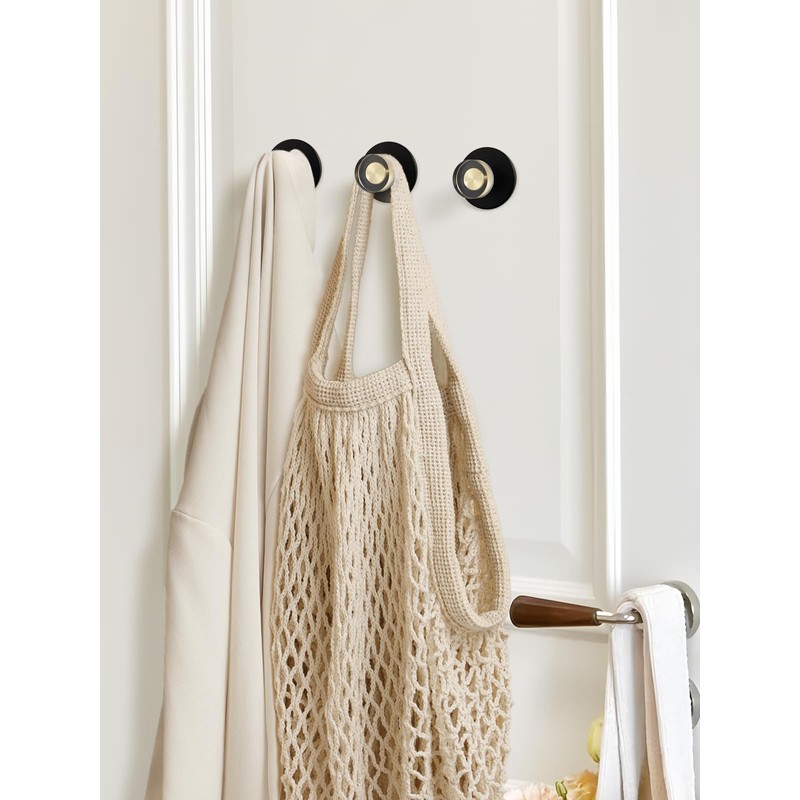 JIASENBAO 4 Pack Adhesive Crystal Towel Hooks for Bathrooms Black