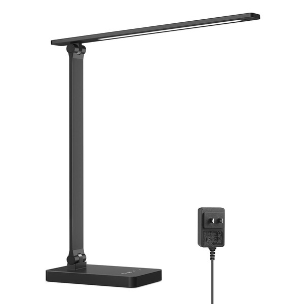 Lepro Desk Light, LED, Eye Friendly, Desk Stand, AC Adapter Included, Tabletop, Stylish, Ultra Brightness, Table Light, Light Bulb Color, White, Daylight, 5 Levels of Brightness, Touch Sensor