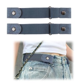 LANAFAY 2 Packs No Buckle Belt for Men Women, Invisible Elastic Belt, Adjustable Buckle Free Stretch Belt, No Show Elasticated Belt, Buckless Waist Belt Up to 41" for Jeans Pants（Blue）