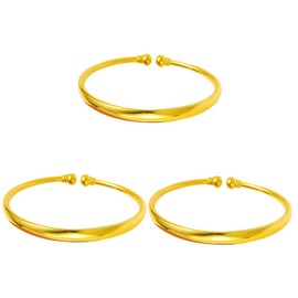 STOBAZA 3 Pcs Promise Bangle Golden Bangle Birthday Bangle Open Gold Cuff Friend Bracelet Gold Women Bracelet Open Bracelets Slap Bracelets for Kids Lovers Jewelry Vintage