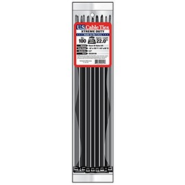 US Cable Ties XD22B100 22-Inch Xtreme Duty Cable Ties, UV Black, 100-Pack