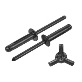sourcing map 50Pcs 3/16"x3/4" Aluminum Round Head Tri Grip Rivets, Tri Grip Rivets Assortment Bulb Style Rivets for DIY, Sheet Metal, Automotive Repairs, Furniture, Marine Boat (Black)