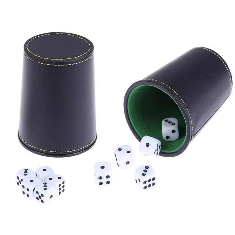 JurciCat 5 Leather Dice Cups Set Including 5 Leather Dice