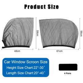 4 Pack Car Window Sun Shades, Stretchy Car Window Screen for Rear Front Car Window Cover, Blocks Sunlight and UV Rays Universal Car Sun Shades Window Curtains for Women Men Pets