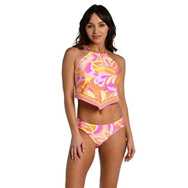 Sunshine 79 Women's Midkini Bikini Swimsuit Top, Multi//Retro Swirl, 4