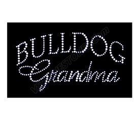 Bulldog Grandma Rhinestone Iron on Hotfix Transfer Bling - Ready to Press, Great for clothing, tote bags and much more!