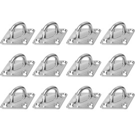 Pack of 12 Stainless Steel Eye Plate, Eyelet Holder, Sturdy U-Shaped Wall Mount, Eyelet Eye Plate, Ceiling Hook/Eye Plate, Stainless Steel, Wall Hook, Holds up to 50 kg