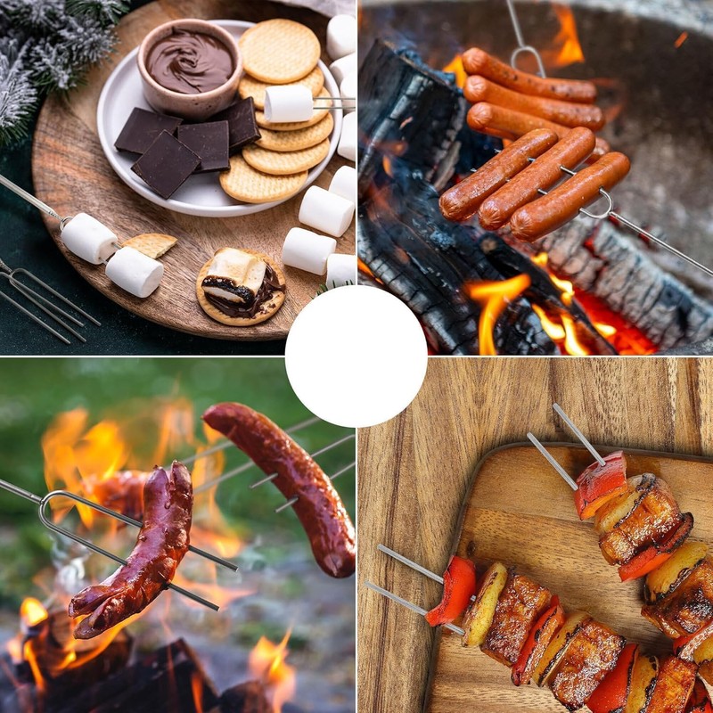 Kitchen Smores Sticks - 8 Pack, 32" Telescopic Marshmallow Roasting