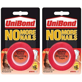 2 X UniBond No More Nails Permanent Roll - 19 mm x 1.5 m Mounting Tape
