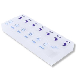 MEDIPILL - Pill Box Weekly Planner French | Weekly Organisation of Medicines | 7 Days | 14 Compartments | Morning and Evening | BPA Free | One Piece | MED-S14N