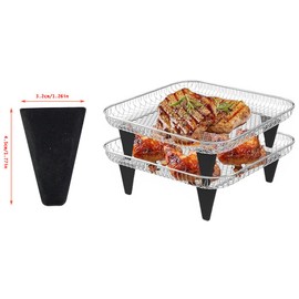 NentMent 4 Pack Dehydration Rack Heightening Feet Silicone Stand Cover Cap for Height Increasing Multi Layer Stackable Air Fryer Basket Tray Grilling Dehydrator Mesh Set with Triangle Foot