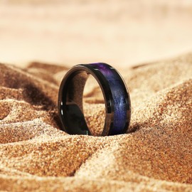 King Will Tungsten Rings For Men Wedding Band 8mm Inlay Purple&Blue Sand Bevel Polished Anniversary Ring Comfort Fit Size 11