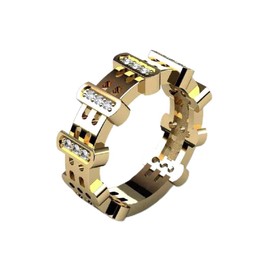 LRGKMCWTOB 18K Gold Men's Steampunk Thumb Stackable Fashion Cuban Link Chain Ring Classic Retro Color-Preserving 18K Gold Luxury Fashion Successful Gentleman Diamond Ring Hip Hop Ring (Size 8)