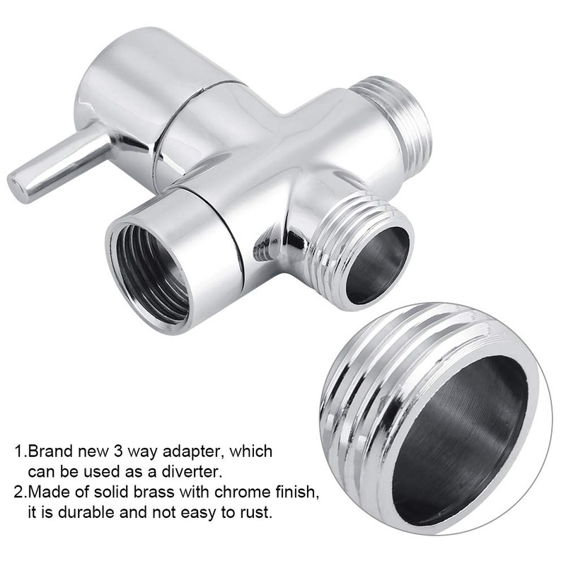 3-Way Shower Diverter with Valve Solid Brass with Chrome Plating