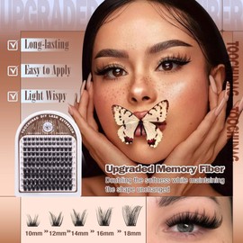 TOOCHUNAG Wispy Lash Clusters D Curl Eyelash Clusters 120pcs Volume Lashes Cluster Eyelash Extensions 10-18MM DIY Individual Lashes Extension Thin Band Fluffy False Eyelashes Clusters