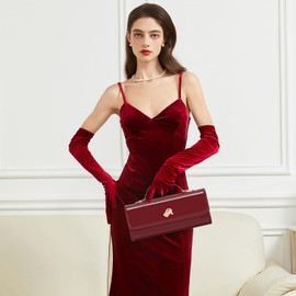 BRYCTSISEN Shiny Leather Chain Bag (Wine Red)