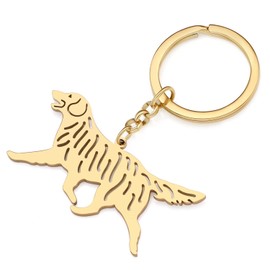 RAIDIN Stainless Steel Gold Silver Plated Cute Dog Keychains Keyring for Women Girls Gifts Car Purse Keys Charms Accessories (Gold-161 Golden Retriever)