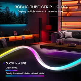 VOEWT LED Neon Lights,IC+RGB 9.8FT Rope Lights Control with App/Remote,Multiple Modes,DIY Design,Outdoor IP65 Waterproof,24V Flexible LED Strip Lights for Bedroom,Gaming,Party Decoration